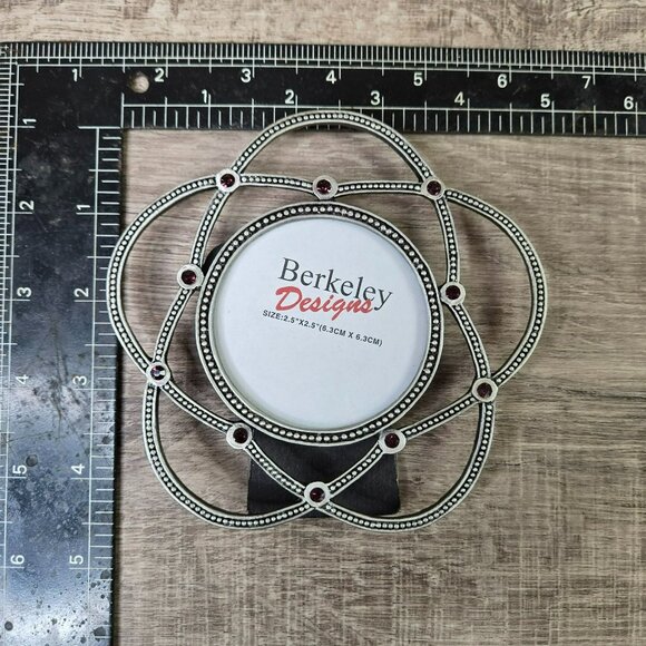 Berkeley Designs Jewel Open Work Antiqued Metal Frame Deep Purple Gemstones 2.5" - Picture 6 of 7